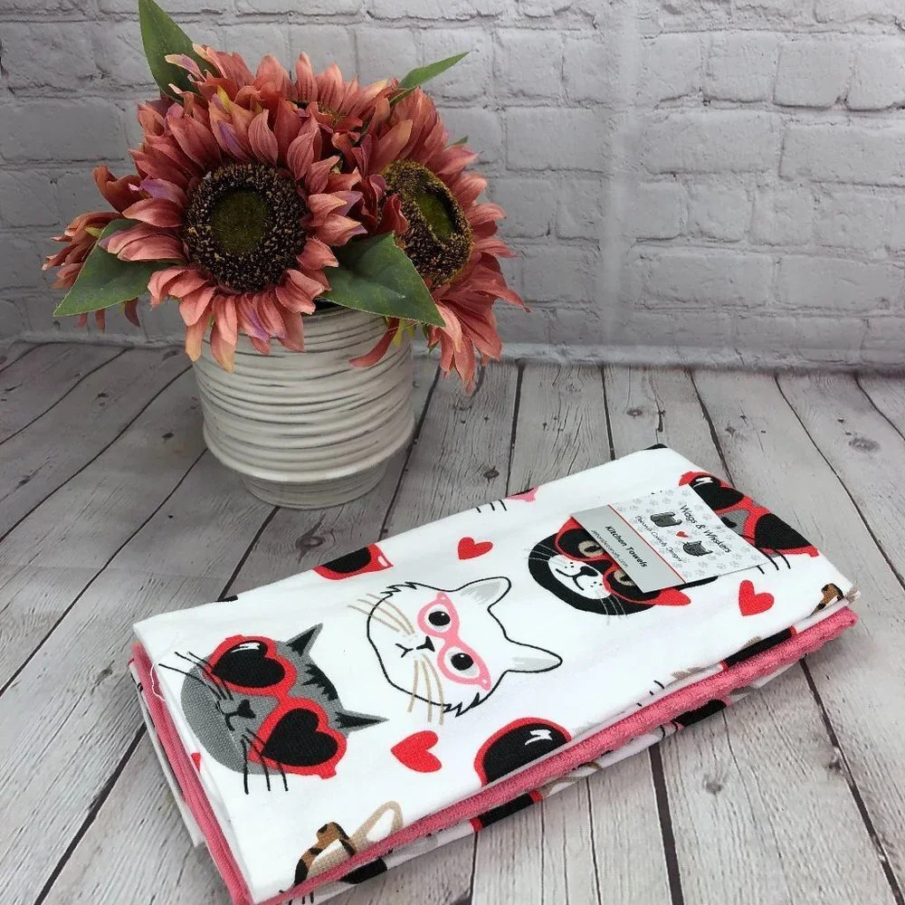 wags & Whiskers CATS kitchen towels deborah connolly